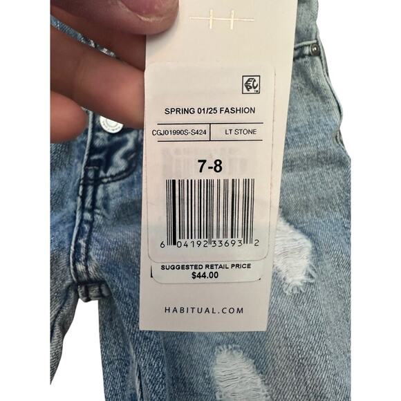 Habitual Kids Girls' Light Stone Distressed Anita Bermuda Denim Shorts Size 7-8 - Picture 6 of 7